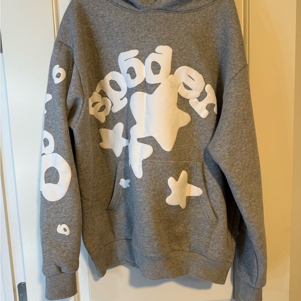 Spider Gray Hoodie with White Graphics